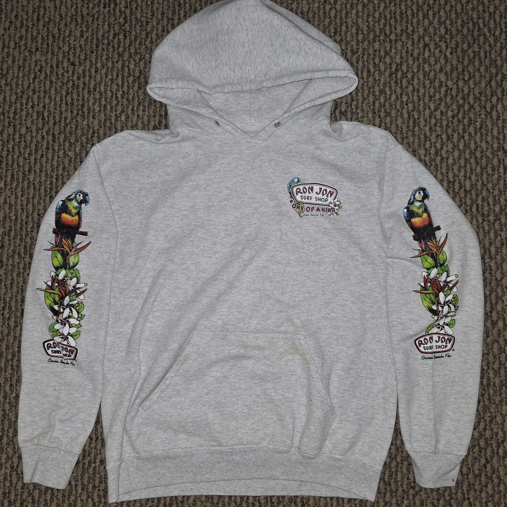 Ron Jon Gray Hoodie with Parrot Design